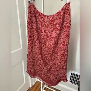 Merona Burgundy Floral Silk Maxi Skirt Sz 2XL